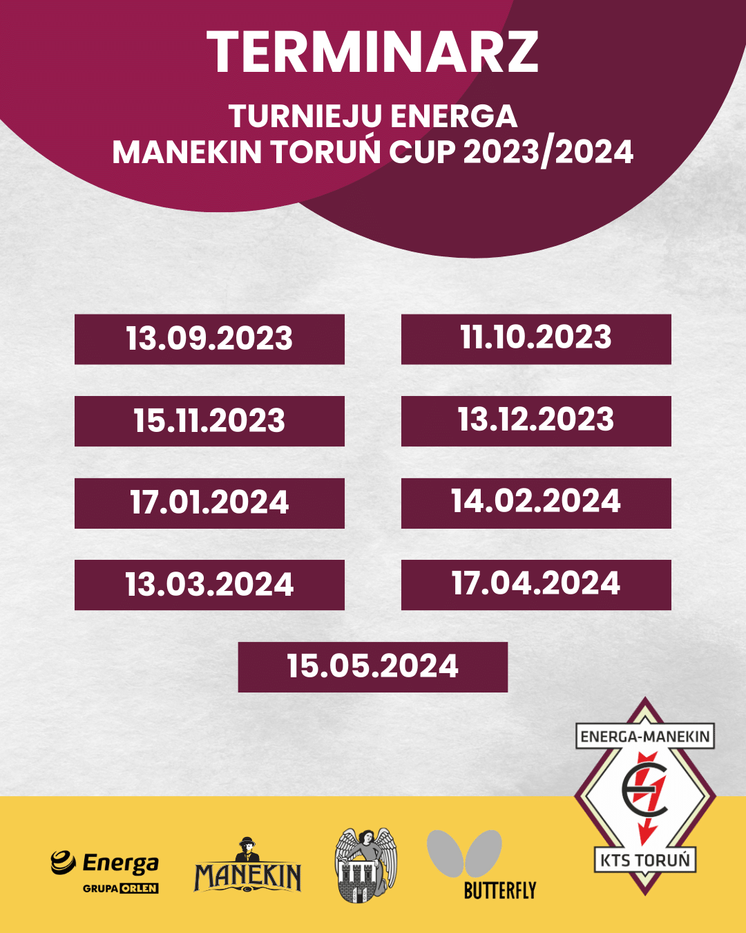 Terminarz Energa Manekin Toruń Cup